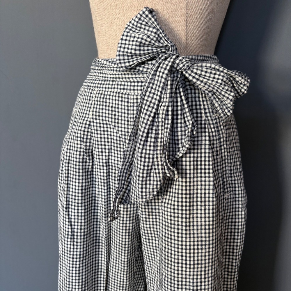 Cartonnier Anthropologie Gingham Paperbag Waist Pants | Sz 2 | Tie Belt